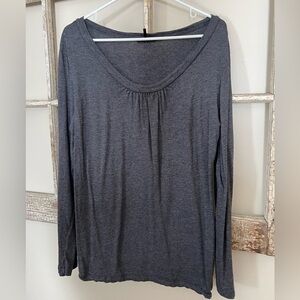 Daisy Fuentes Charcoal Scoop-Neck Long Sleeve Top